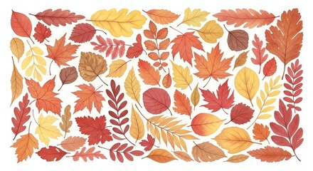 Fototapeta premium Watercolor painting showcases various autumn leaves, bringing a sense of seasonal beauty