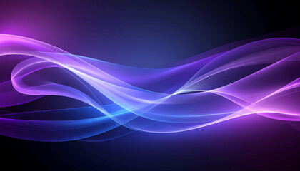 Abstract flowing light waves in vibrant purple, blue, and pink hues against a dark background, creating a dynamic and ethereal visual.