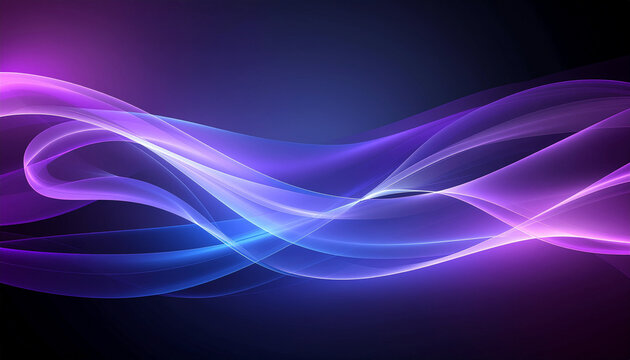 Abstract flowing light waves in vibrant purple, blue, and pink hues against a dark background, creating a dynamic and ethereal visual.