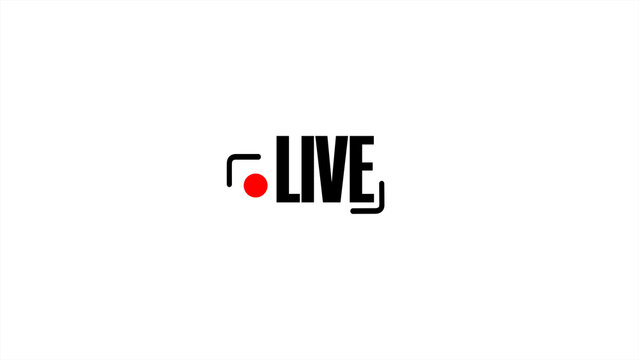 Live Button. live icon online stream video play illustration. Red live button isolated on white background.