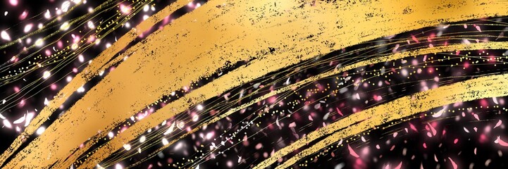 お正月背景風金箔桜花吹雪が輝く豪華横長背景