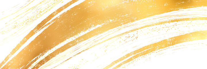お正月風金色のブラシストローク輝く豪華横長背景