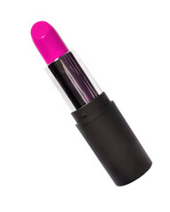 Vibrant neon pink lipstick on a black background