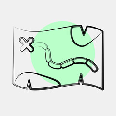 Icon map. Pirates theme elements. Icon in color spot style.