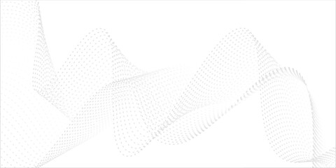 Beautiful wave form an array of glowing dots. An abstract stream of dots.