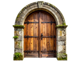 Rustic Vintage Stone Arch Door with Weathered Texture