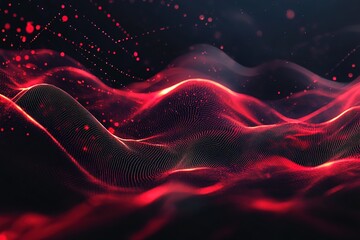 Abstract waveforms in deep crimson and obsidian tones, symbolizing rage and explosive emotion, with jagged edges and glowing fractures across a dark space 