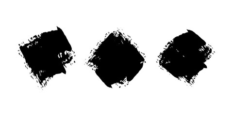 Abstract Grunge Ink Shape Rough, Brush Paint Texture Black, Grunge Square Stroke , Dirty Rough Ink...