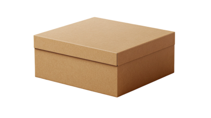 Cardboard box with clean brown surface and sturdy structure positioned upright for clear packaging detail view isolated on white background