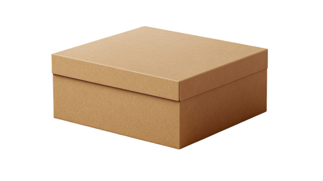 Cardboard box with clean brown surface and sturdy structure positioned upright for clear packaging detail view isolated on white background