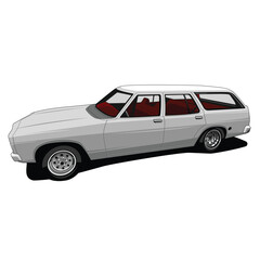 retro classic wagon car vector art