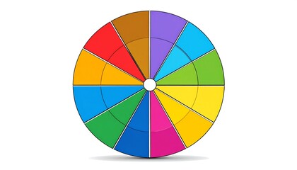 Colorful Circular Diagram with Multiple Sections for Data Visualization.