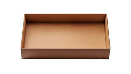 Empty cardboard box with clean brown surface and open top showing simple sturdy structure and clear packaging detail isolated on white background