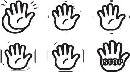 Clapping hands animation vector sequence showing movement of applause line icons set
