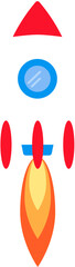 rocket spaceship with flame isolated