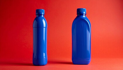 blue bottle with red liquid