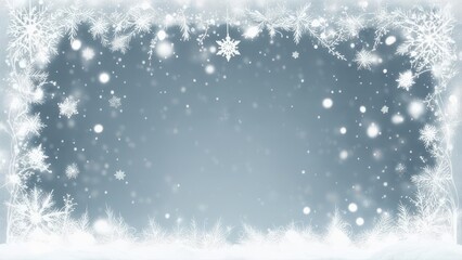 Winter scene with snowflakes and frost