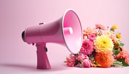 pink megaphone on white background