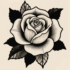 Blooming Rose Flower Sketch Drawing Illustrator Artwork Banner Background Design Template 