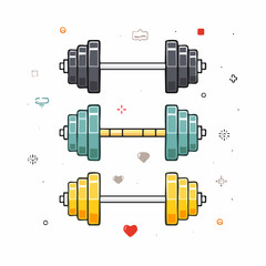 Colorful Cartoon Dumbbells Stacked for Fitness and Strength Training Illustration