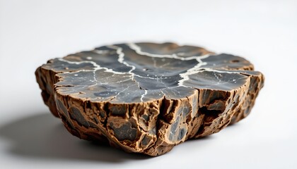An exquisite piece of furniture, specifically a coffee table, crafted from raw, natural materials