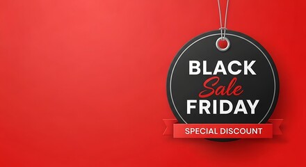 Unlock incredible savings with this Black Friday special discount sale event on a vibrant red background for your marketing and advertising campaigns