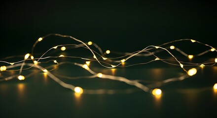 Soft warm glow of delicate fairy lights on dark background