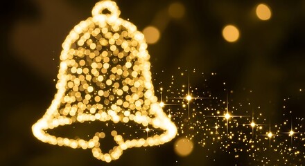 Glowing christmas bell decoration with sparkling lights