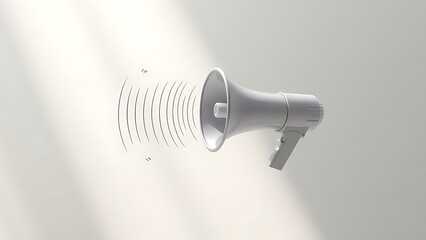 3D megaphone emitting sound waves in abstract space, symbolizing dynamic communication.