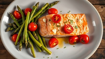 Perfectly cooked salmon with roasted vegetables, highlighting a delicious and healthy meal presentation.