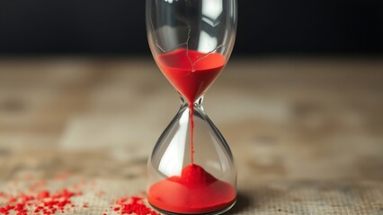 A cracked hourglass with red sand, symbolizing urgent health warnings in midlife.