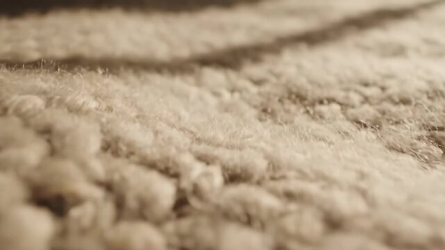 Beige Wool Fabric Texture Close Up - This close-up shot highlights the organic texture of beige wool fabric. The soft, fluffy fibers create a visually appealing and tactile surface.