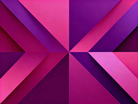 A dynamic and modern abstract background featuring geometric shapes and overlapping layers in shades of pink, magenta, and purple. The design creates a sense of depth and movement, ideal for contempor