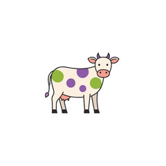 Fototapeta premium Playful Spotted Cow Illustration Creates a Whimsical Charm Conveying Rural Themes in a Cartoon