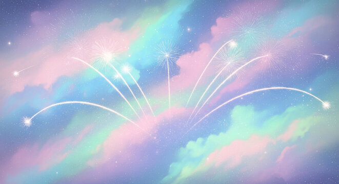 Colorful abstract fireworks explosion pastel party. Vibrant festival burst with powder and celebration. Energetic explosion, vivid cloud, cheerful party, creative design, festive illustration, - Powered by Adobe