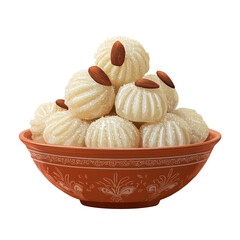 delicious Indian sweets displayed in a decorated bowl at a festive celebration PNG image, transparent background