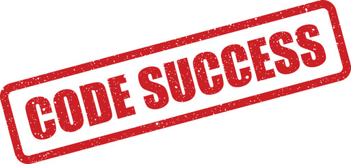 Vibrant red grunge rubber stamp proudly displaying the positive message CODE SUCCESS on a clean surface
