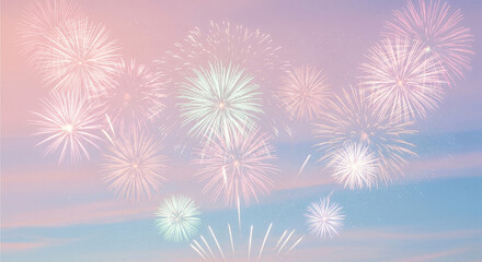 Fireworks background celebration pastel colors festive design graphic.