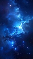 Fototapeta premium Celestial Symphony - A Vibrant Blue Nebula Unveiling Cosmic Wonders.