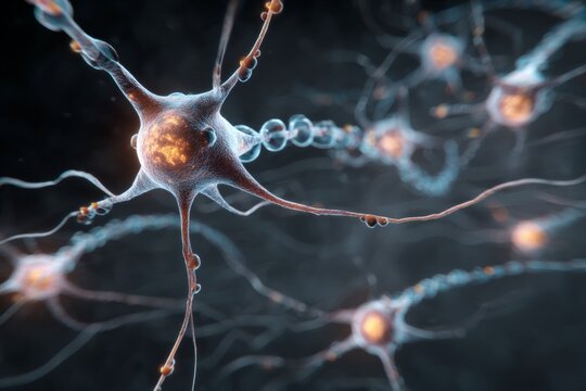 Neuro-Magnetic Fields: Neurons in a magnetic field with neurotransmitters as magnetic particles.