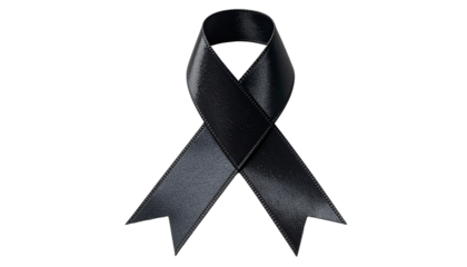 Black Awareness Ribbon for Melanoma and Mourning on isolated background