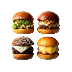 Assorted delicious gourmet burgers