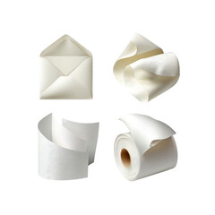 Paper objects on black background