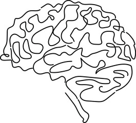 Continuous Line Drawing of the Human Brain Vector