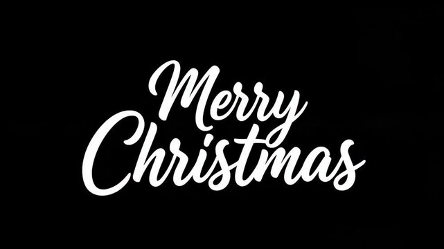 White handwritten merry text forming on black background. Festive Christmas greeting animation sequence. Holiday celebration graphic with glowing effects for seasonal cards and invitations. video