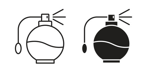 Round perfume bottle icon. Symbol, logo illustration. graphic icon set