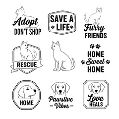 Animal rescue and adoption themed illustrations and logos.