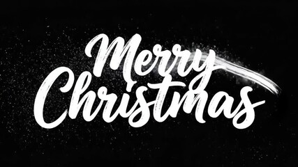 Animated merry Christmas text forming with snowy mist effects. Festive holiday greeting overlay for digital videos and graphics video footage video footage