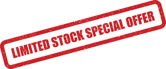 A grunge textured stamp vector displaying LIMITED STOCK SPECIAL OFFER ideal for exclusive marketing campaigns