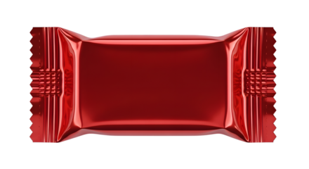 Red candy wrapper blank mockup isolated on transparent background